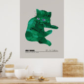 緑の猫 ポスター (キッチン)
