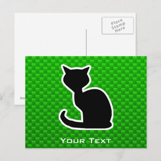 緑の猫 ポストカード (正面/裏面)