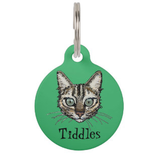 緑の猫IDタグ ペット ネームタグ