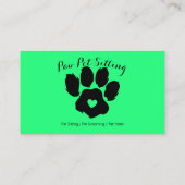 緑の獣医のロゴ猫の犬の足 名刺 (裏面)