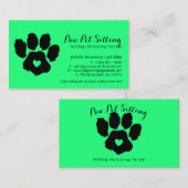 緑の獣医のロゴ猫の犬の足 名刺 (正面/裏面)