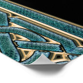 緑の玉と大理石と金ゴールドケルト結び目模様ポスター ポスター (角)