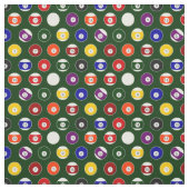 緑の玉突の玉のビリヤードパターン小さい繰り返し ファブリック (見本)