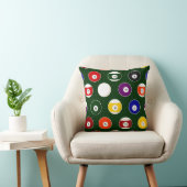 緑の玉突の玉のビリヤードパターン クッション (椅子)