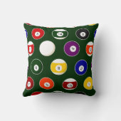 緑の玉突の玉のビリヤードパターン クッション (裏面)