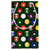 緑の玉突の玉のビリヤードパターン スモールペーパーバッグ (裏面)