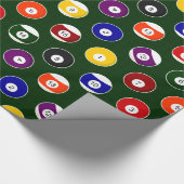 緑の玉突の玉のビリヤードパターン ラッピングペーパー (角)