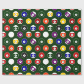 緑の玉突の玉のビリヤードパターン ラッピングペーパー (フラット)