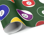 緑の玉突の玉のビリヤードパターン ラッピングペーパー (ロールコーナー)