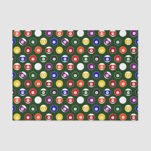 緑の玉突の玉のビリヤードパターン 薄葉紙 (正面)