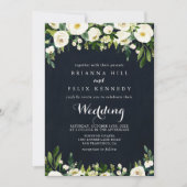 緑の王室のフローラブルー表結婚裏 招待状 (正面)