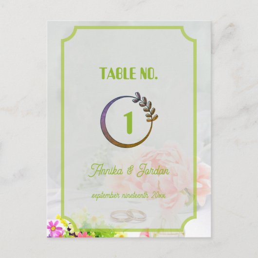 緑の王室の結婚式招待状テーブルなしヴィンテージ ポストカード (正面)