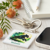 緑の環境のブラックパンサーMonogram | キーホルダー (正面右)