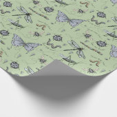緑の甘い小さなキラキラベビー虫の虫の子供 ラッピングペーパー (角)