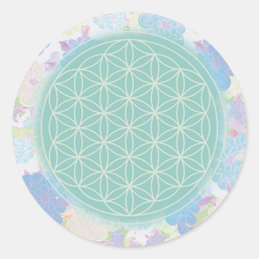 緑の生け花 ラウンドシール (正面)