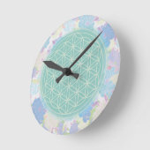 緑の生け花 ラウンド壁時計 (傾斜)