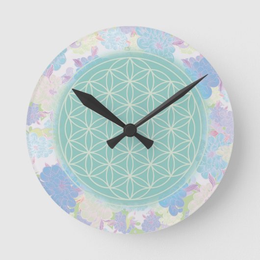 緑の生け花 ラウンド壁時計 (正面)