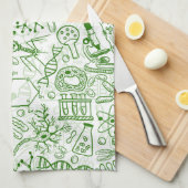 緑の生物学パターン キッチンタオル (四つ折り)