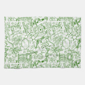 緑の生物学パターン キッチンタオル (横)