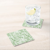 緑の生物学パターン スクエアペーパーコースター (インサイチュ)