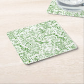 緑の生物学パターン スクエアペーパーコースター (アングル)