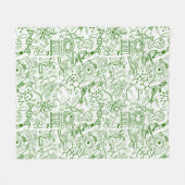 緑の生物学パターン フリースブランケット (正面(横))