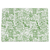 緑の生物学パターン ラージペーパーバッグ (正面)