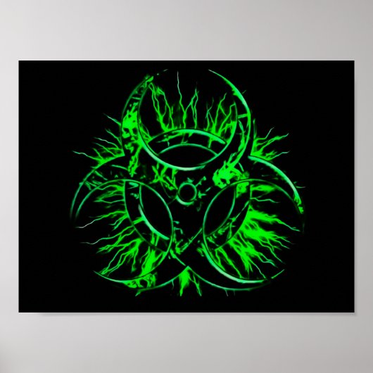 緑の生物学的災害［有害物質］毒性フォールアウト警告標識記号 ポスター (正面)