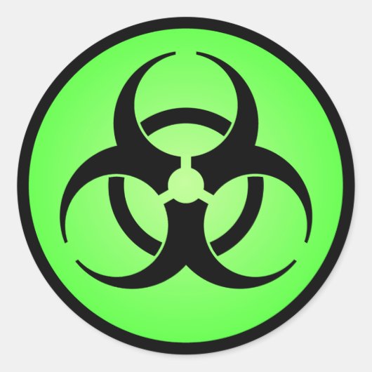 緑の生物学的災害［有害物質］記号シール ラウンドシール (正面)