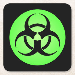 緑の生物学的災害［有害物質］記号 スクエアペーパーコースター