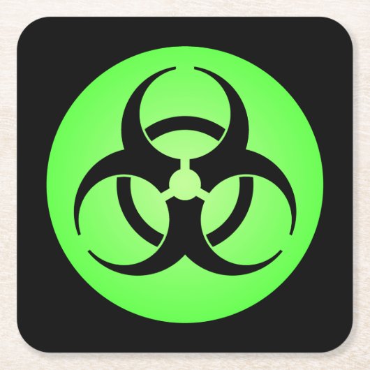 緑の生物学的災害［有害物質］記号 スクエアペーパーコースター (正面)