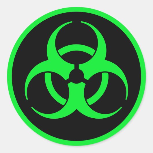 緑の生物学的災害［有害物質］記号 ラウンドシール (正面)