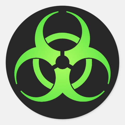 緑の生物学的災害［有害物質］記号 ラウンドシール (正面)