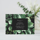 緑の生葉のウェディングモダンレセプションカード エンクロージャーカード (スタンド正面)