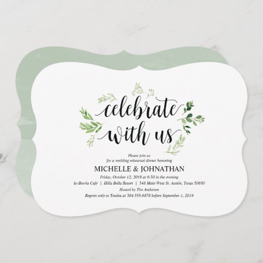 緑の田舎の結婚リハーサルディナー招待状 招待状 (正面/裏面)
