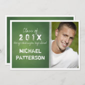 緑の男の卒業はっきりしたパーティーの黒板 招待状 (正面/裏面)