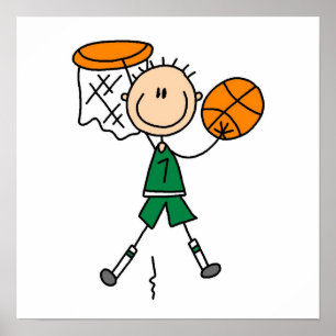 緑の男の子のバスケットボール選手のTシャツおよびギフト ポスター
