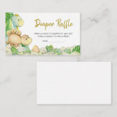 緑の男の子の恐竜の赤ちゃんシャワーおむつラッフル エンクロージャーカード (正面/裏面)