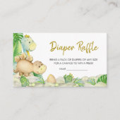 緑の男の子の恐竜の赤ちゃんシャワーおむつラッフル エンクロージャーカード (正面)