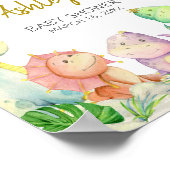 緑の男の子の恐竜の赤ちゃんシャワーへようこそ ポスター (角)