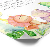 緑の男の子の恐竜の赤ちゃんシャワーベビーと言わない ポスター (角)