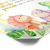 緑の男の子の恐竜の赤ちゃんシャワー母オサバー ポスター (角)