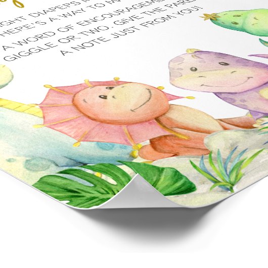 緑の男の子の恐竜ベビー深夜おむつ ポスター (角)