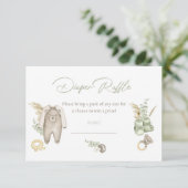 緑の男の子の赤ちゃんシャワーおむつラッフルカード 招待状 (スタンド正面)