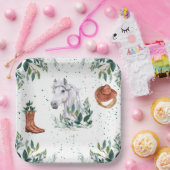 緑の男の子の馬の誕生日パーティー ペーパープレート (パーティー)