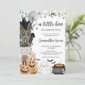 緑の男の子小さなブーブベイビーシャワー 招待状 (スタンド正面)