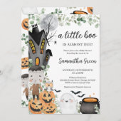 緑の男の子小さなブーブベイビーシャワー 招待状 (正面/裏面)