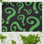 緑の疑問符 キッチンタオル (折り畳み)