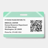 緑の病院の医師と看護師のセキュリティ写真ID バッジ (裏面)