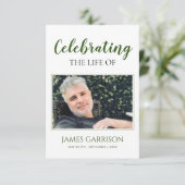 緑の白いエレガント葬儀祈りの言葉カード付き写真 エンクロージャーカード (スタンド正面)